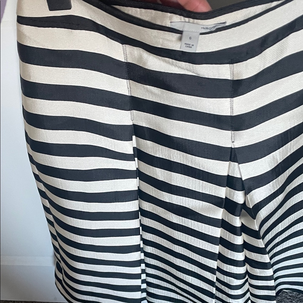 Halogen Black and Cream Striped A-Line Skirt